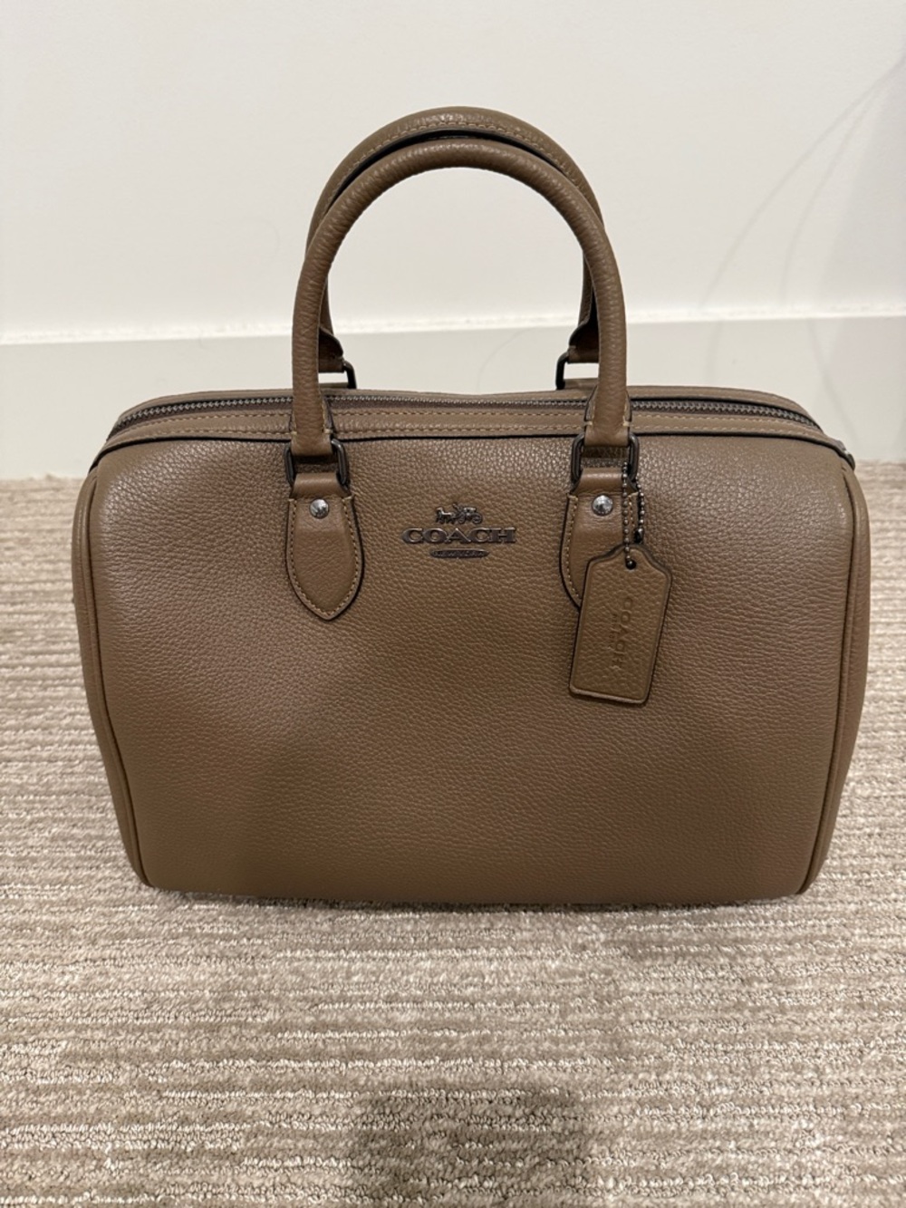 Coach Taupe Pebbled Leather Satchel